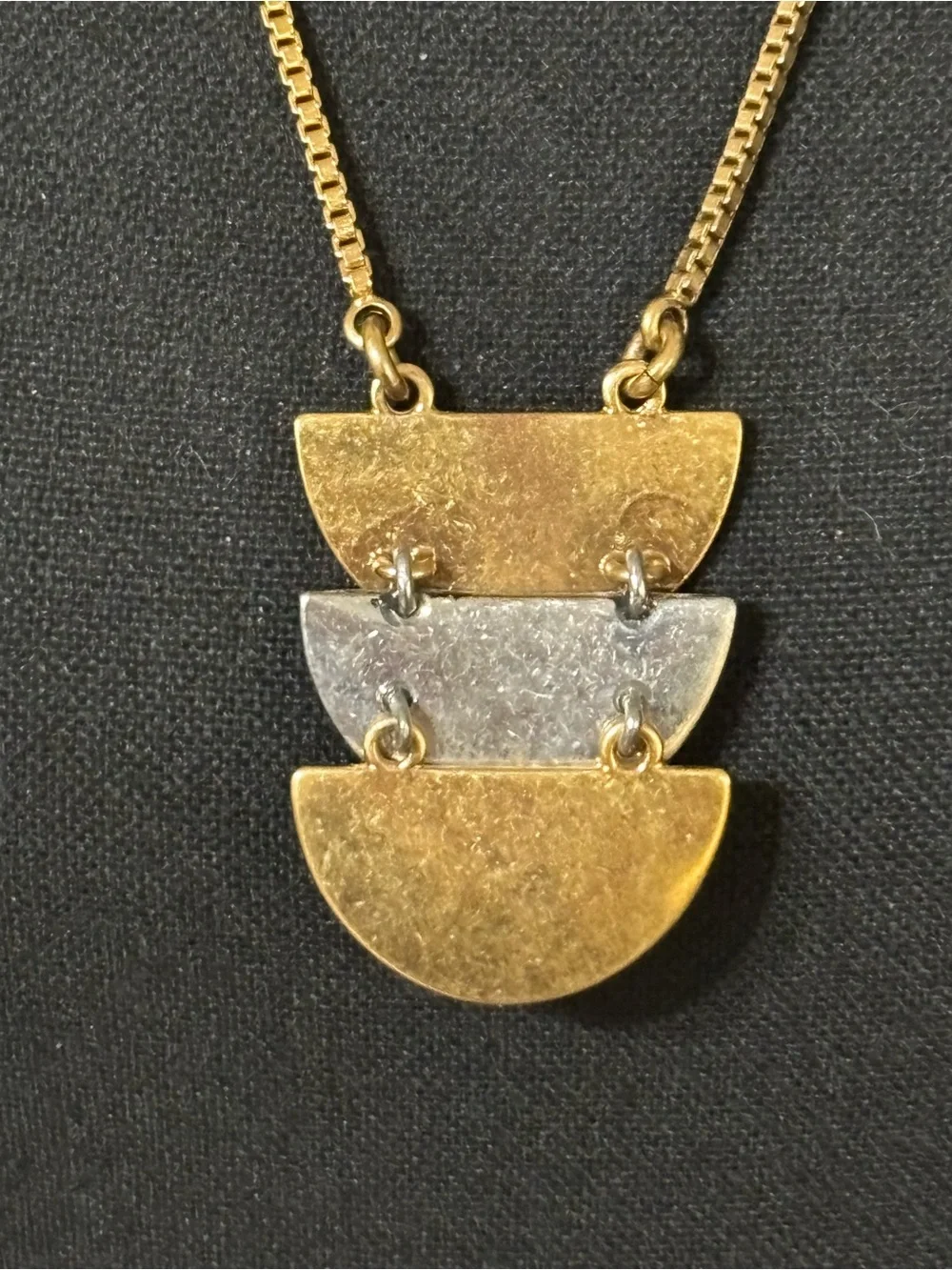 J.Crew Mixed Metal Layered Crescent Pendant Necklace 26”+3”